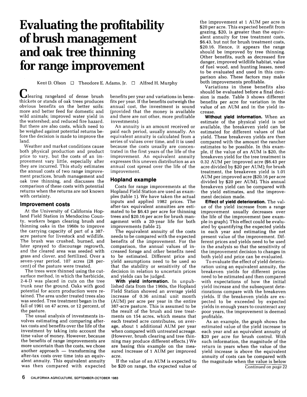 Evaluating the Profitability of Brush Management and Oak Tree Thinning for Range Improvement