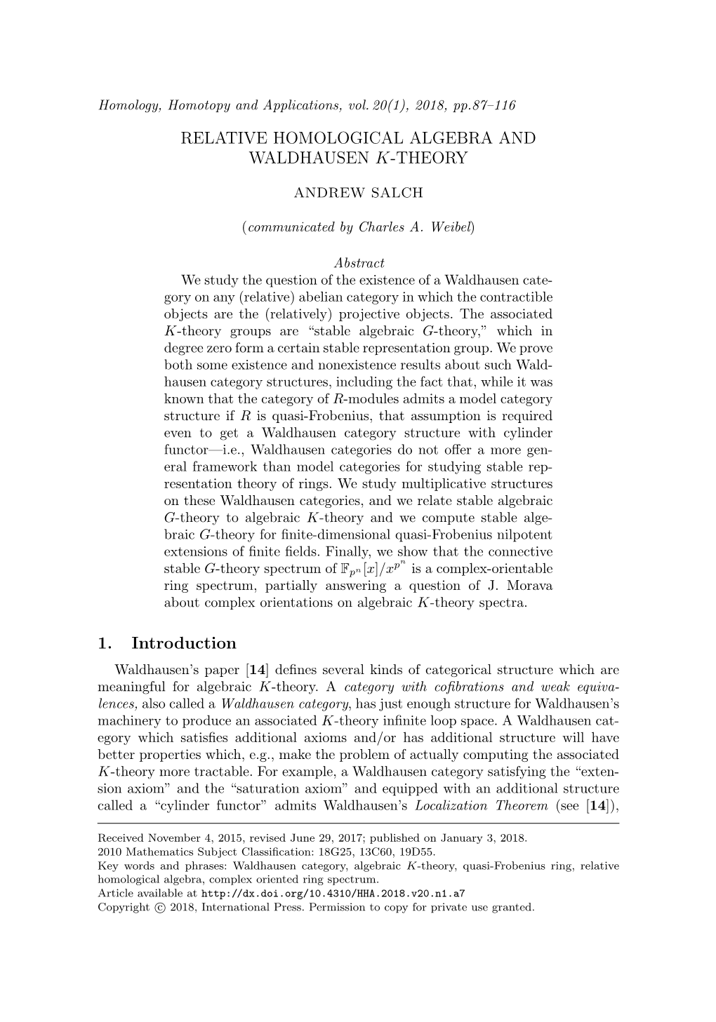 Relative Homological Algebra and Waldhausen K-Theory