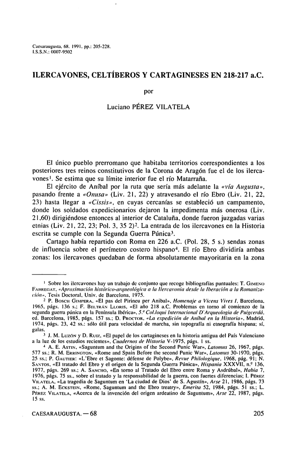 ILERCAVONES, CELTÍBEROS Y CARTAGINESES EN 218-217 A.C