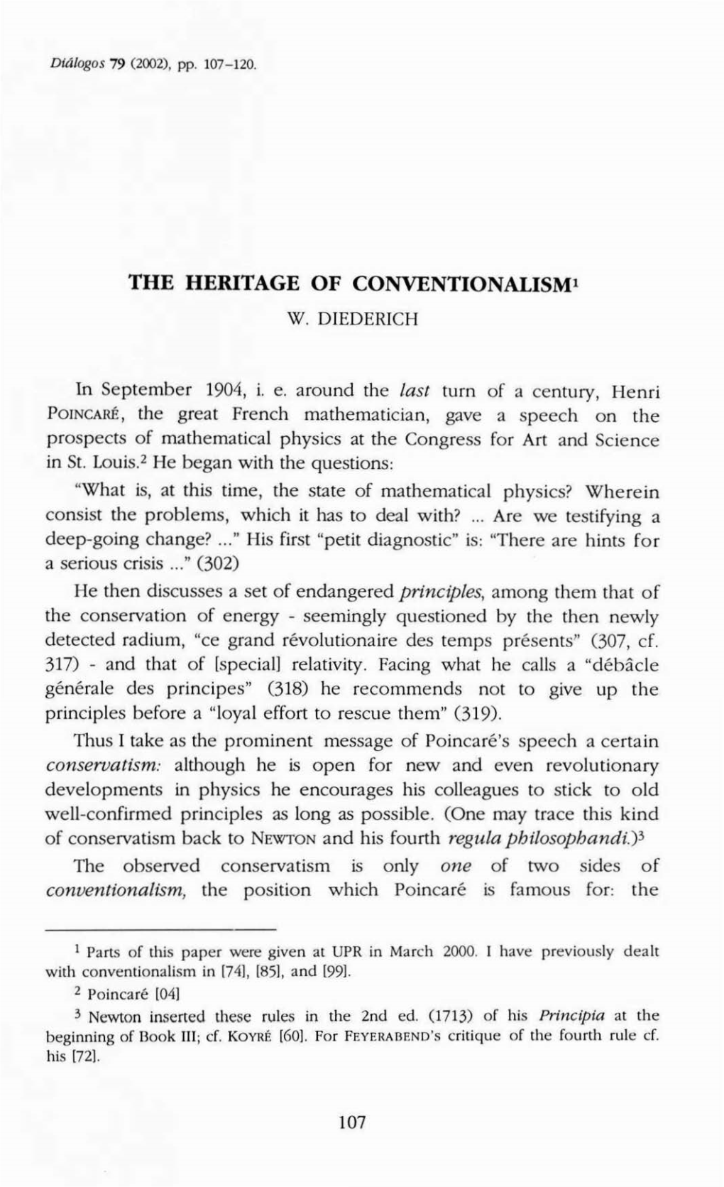 THE HERITAGE of Conventionalisml W