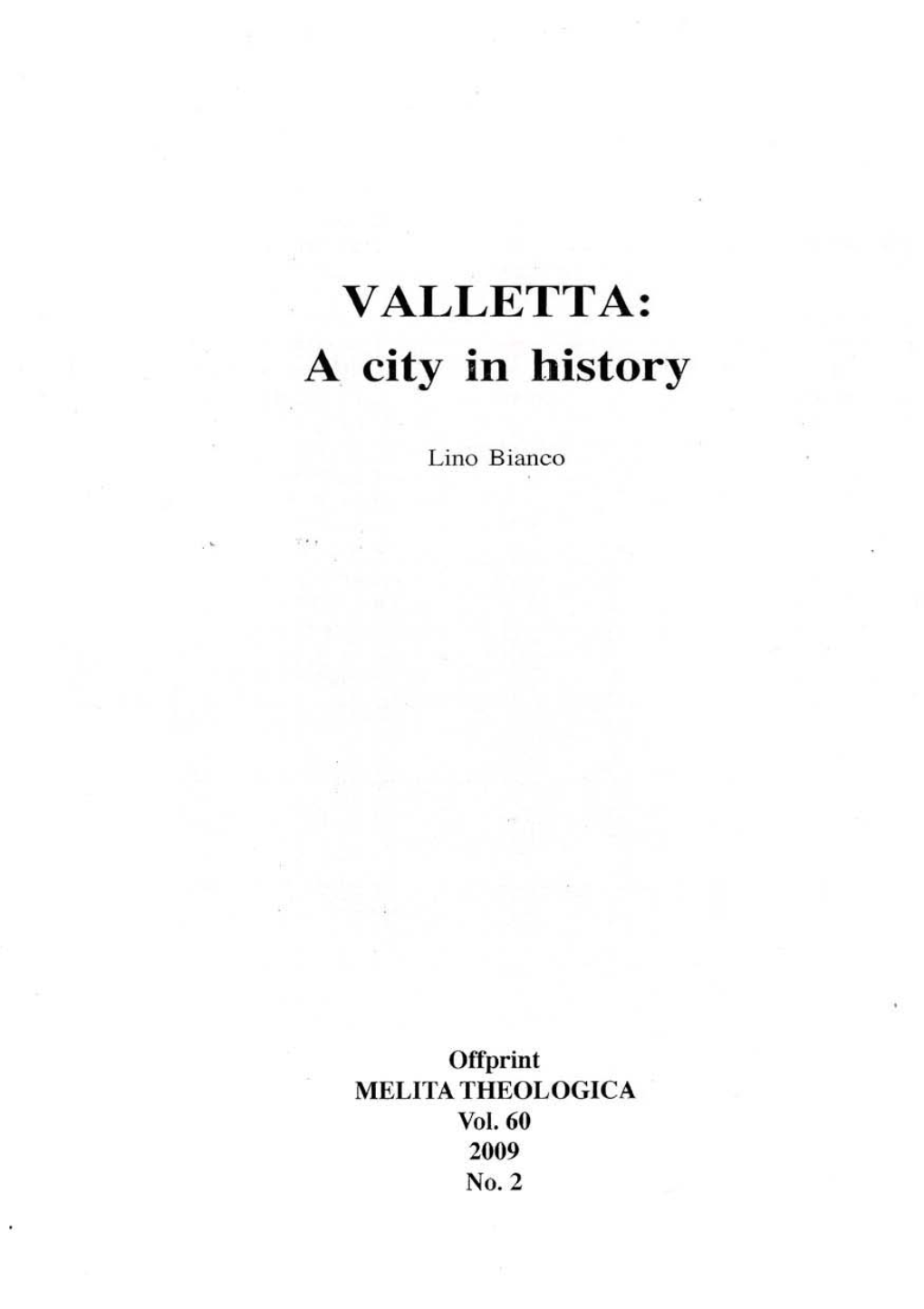 VALLETTA: a City in History