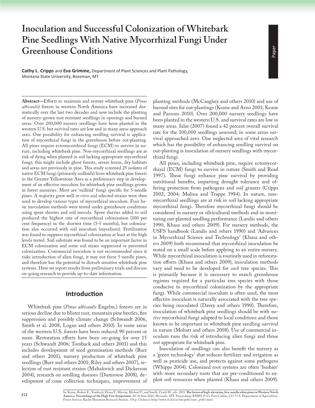 Inoculation and Successful Colonization of Whitebark Pine Seedlings…