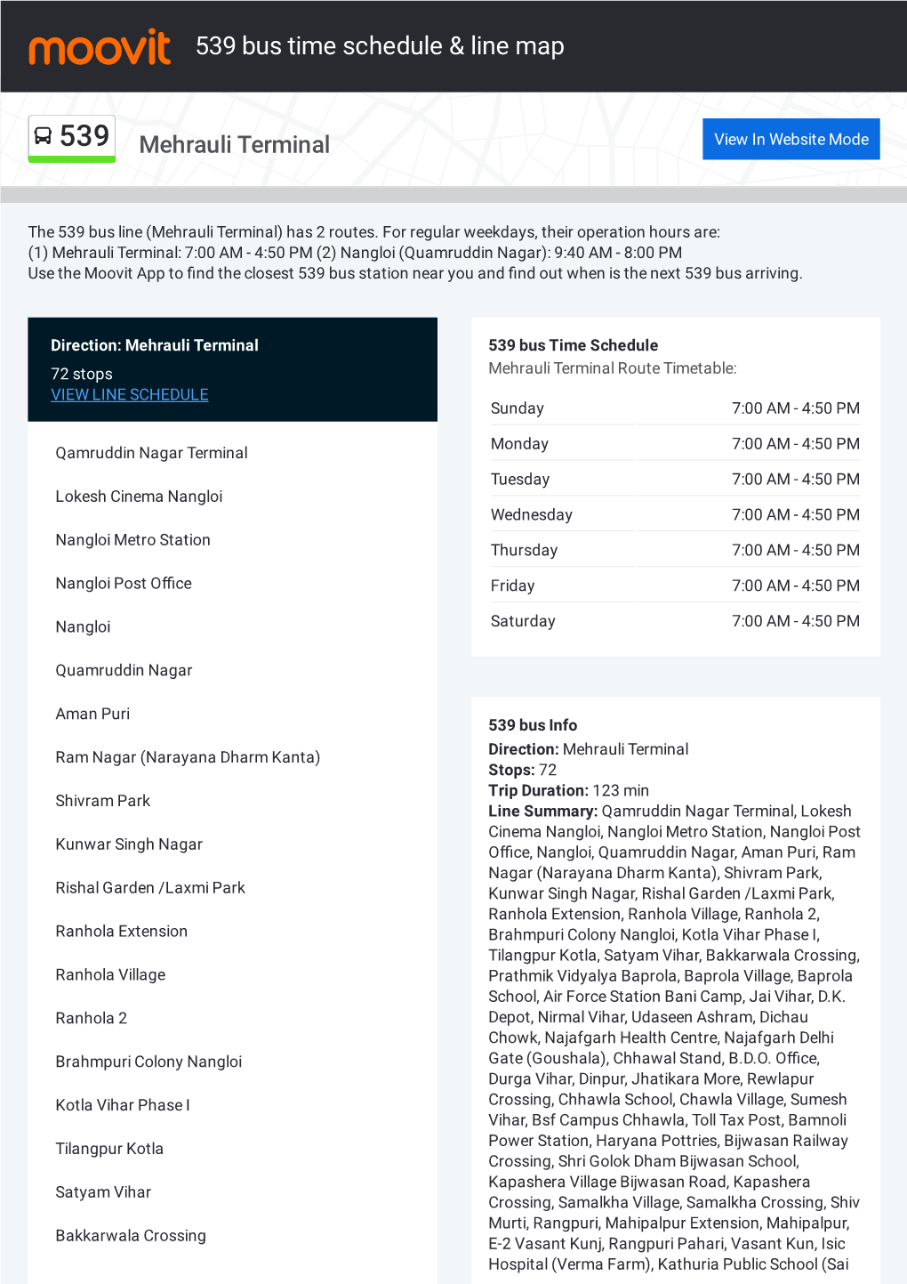 539 Bus Time Schedule & Line Route