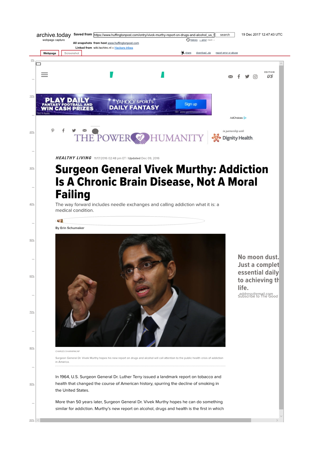 Surgeon General Vivek Murthy: Addiction Is a Chronic Brain Dise
