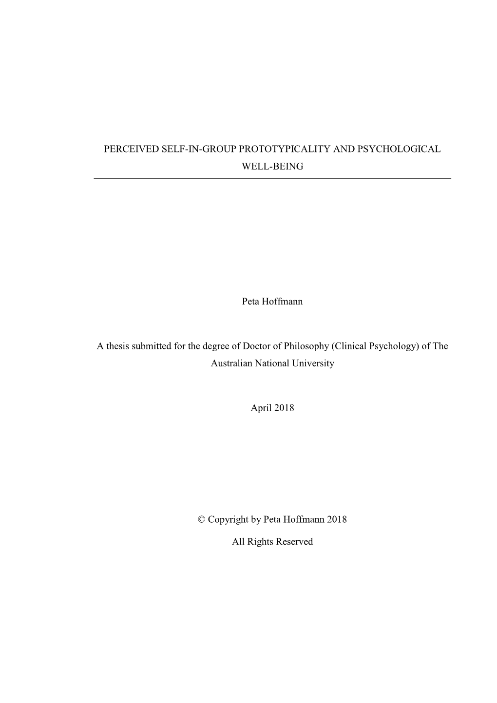 Perceived Self-In-Group Prototypicality and Psychological Well-Being