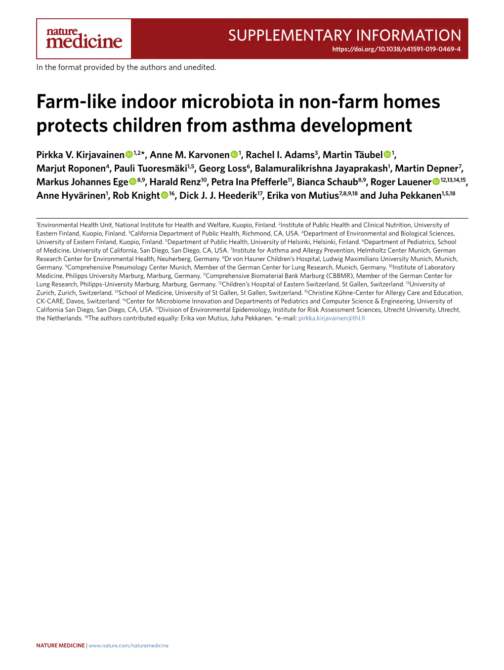 Farm-Like Indoor Microbiota in Non-Farm Homes Protects Children from Asthma Development