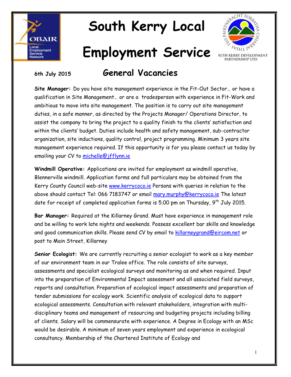 South Kerry Local Employment Service Service