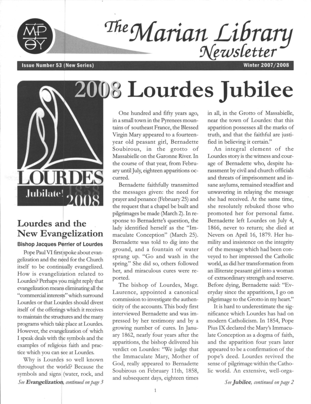 The Marian Library Newsletter