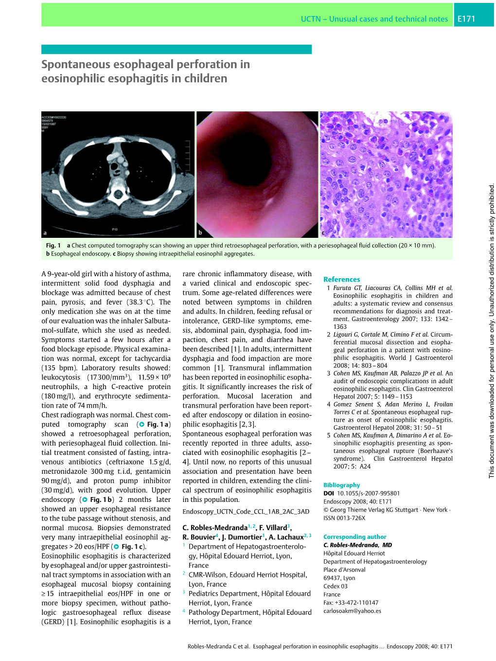 Spontaneous Esophageal Perforation in Eosinophilic Esophagitis in Children