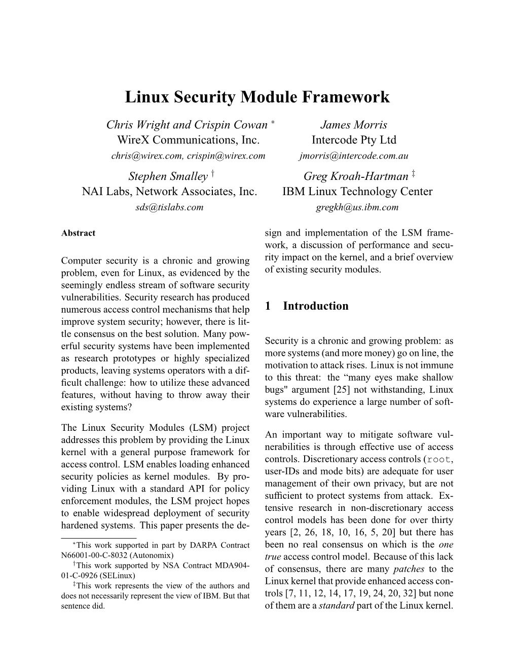 Linux Security Module Framework