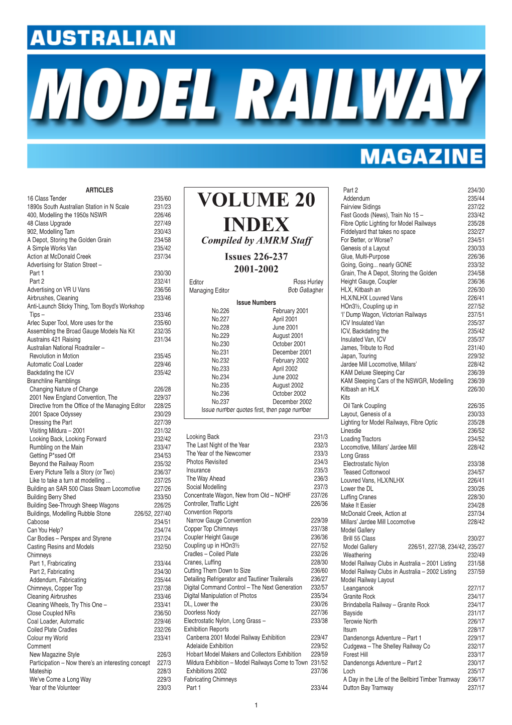 Volume 20 Index