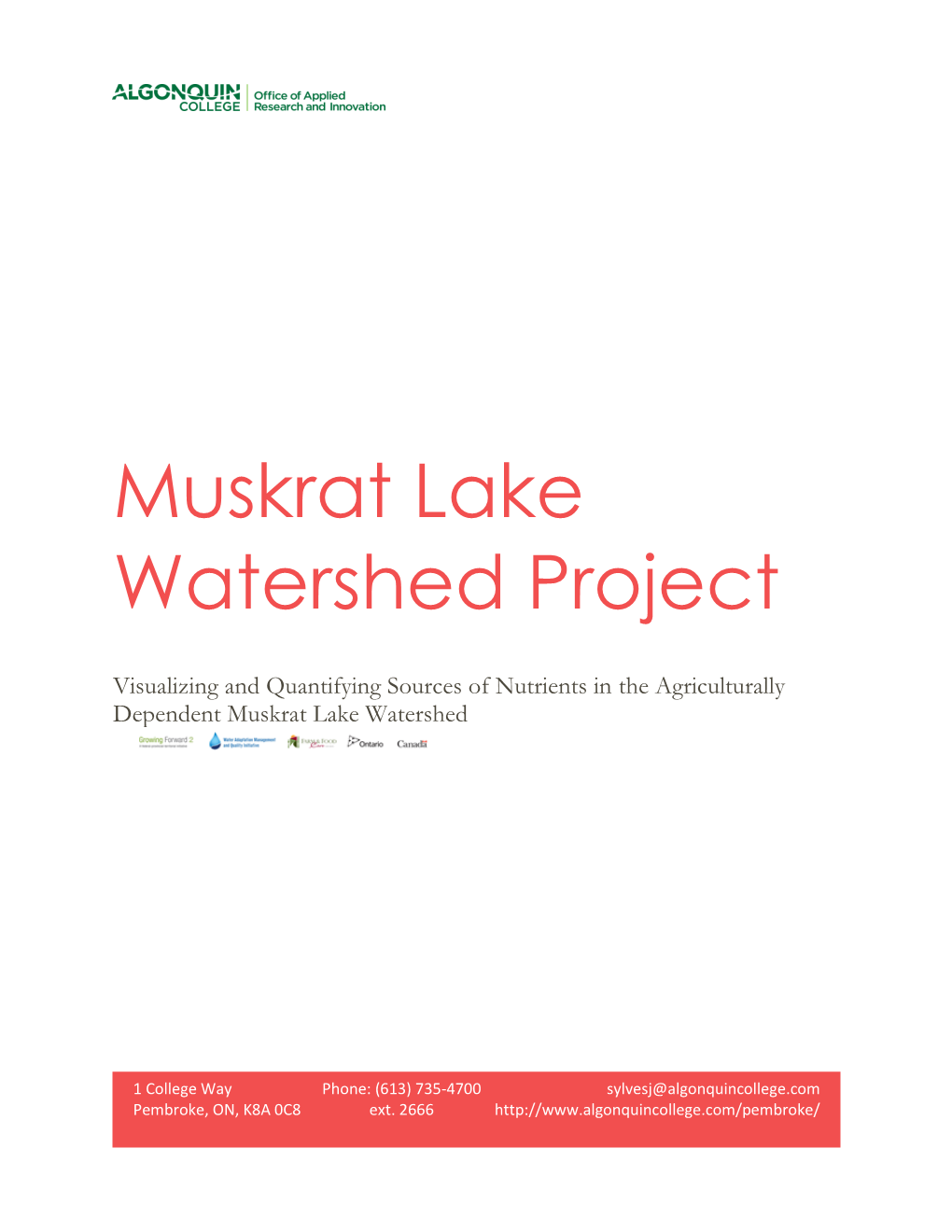 Muskrat Lake Watershed Project