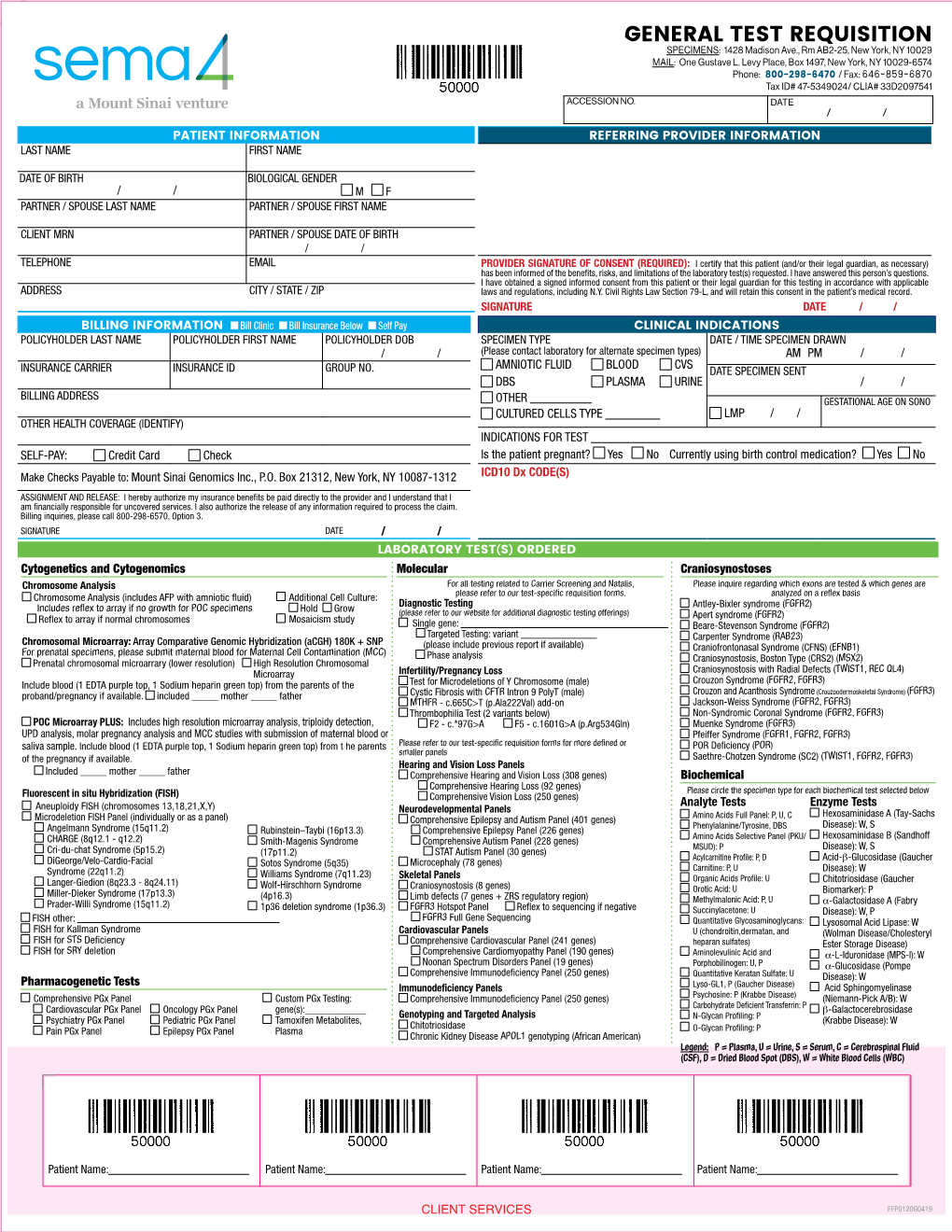 General Test Requisition