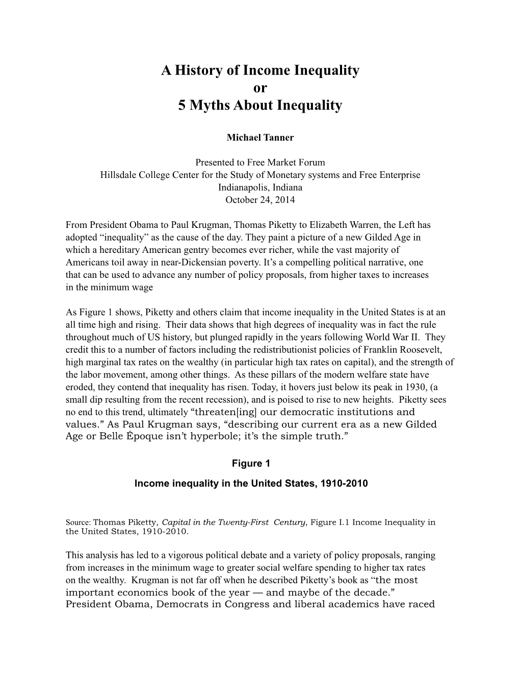 A History of Income Inequality Or 5 Myths About Inequality