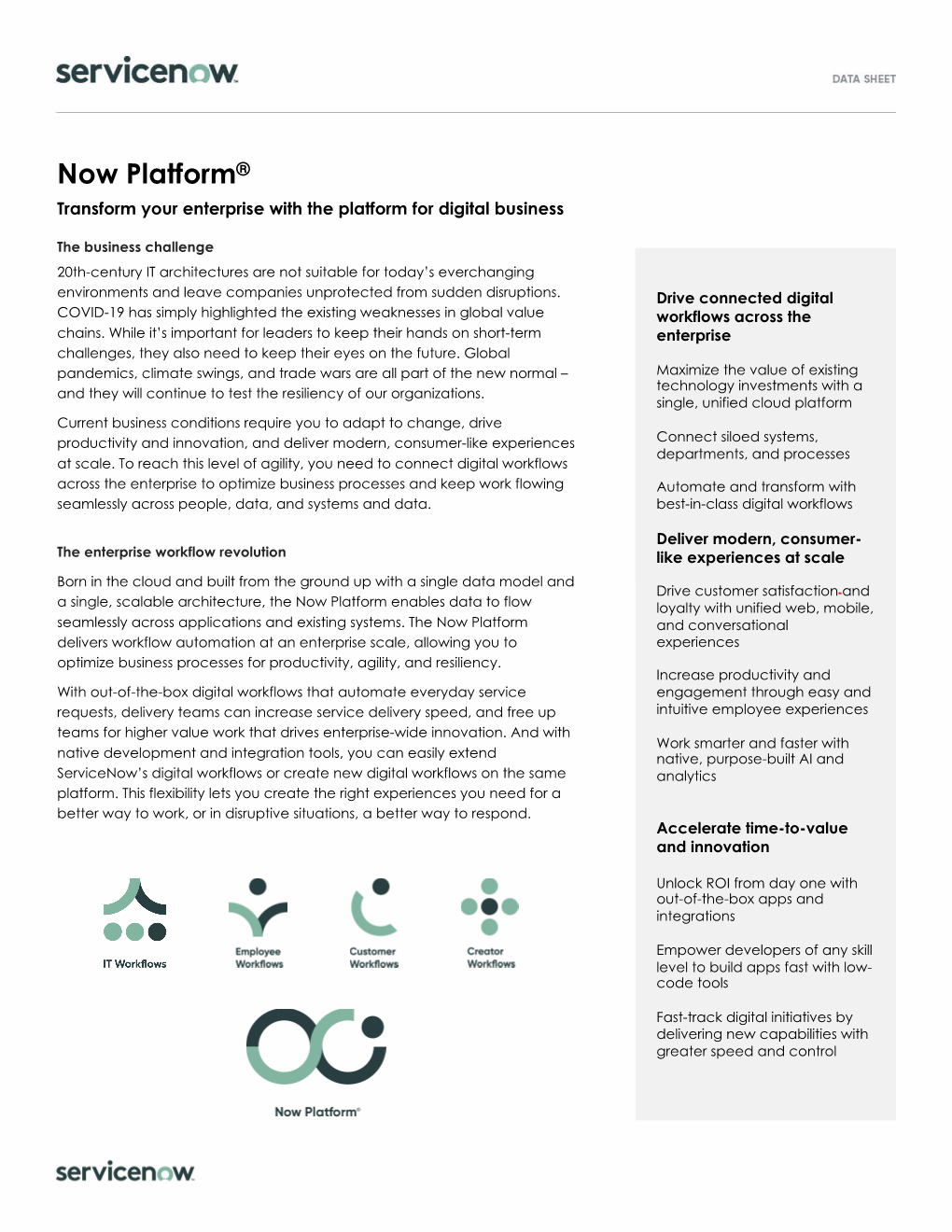 Now Platform® Transform Your Enterprise with the Platform for Digital Business