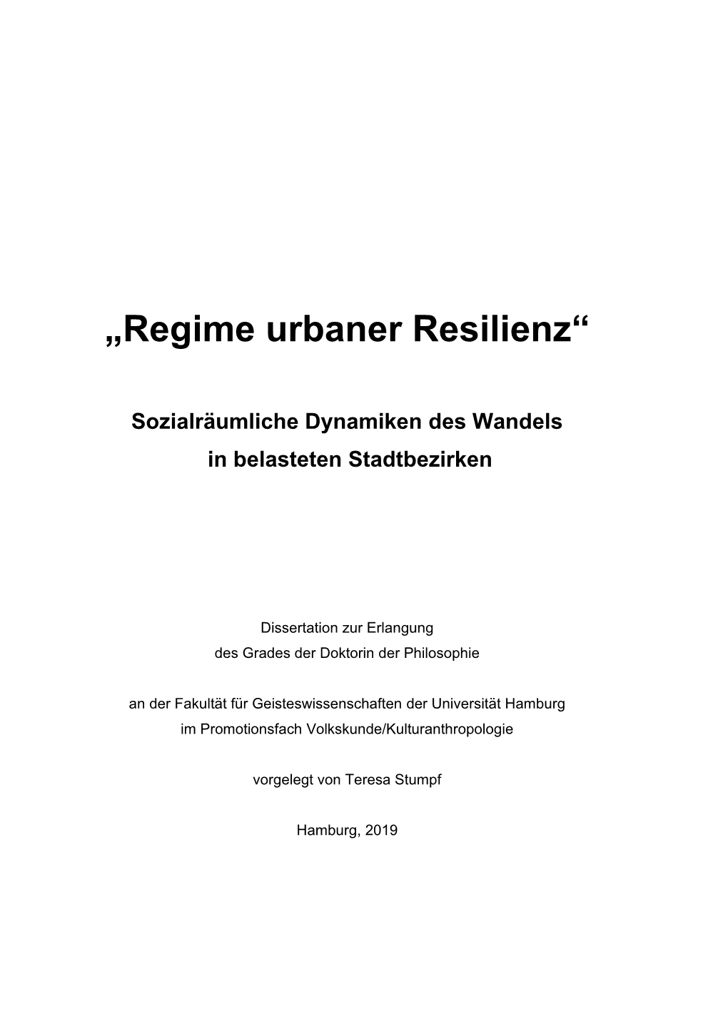 „Regime Urbaner Resilienz“