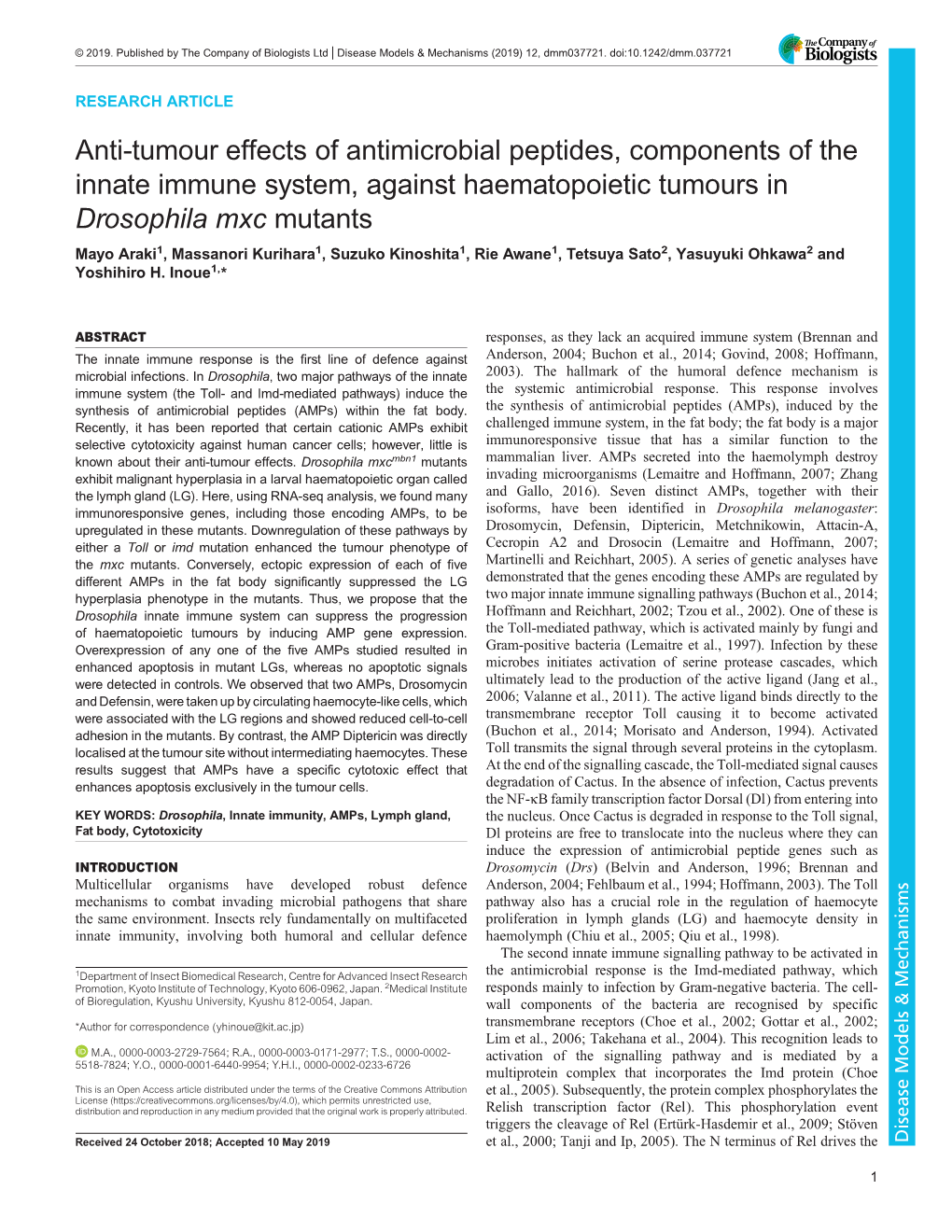 Anti-Tumour Effects of Antimicrobial Peptides, Components of the Innate Immune System, Against Haematopoietic Tumours in Drosoph