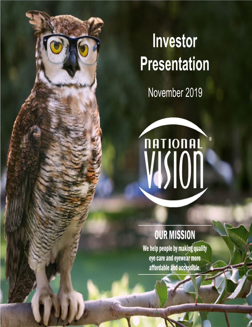 Investor Presentation November 2019 Disclaimer