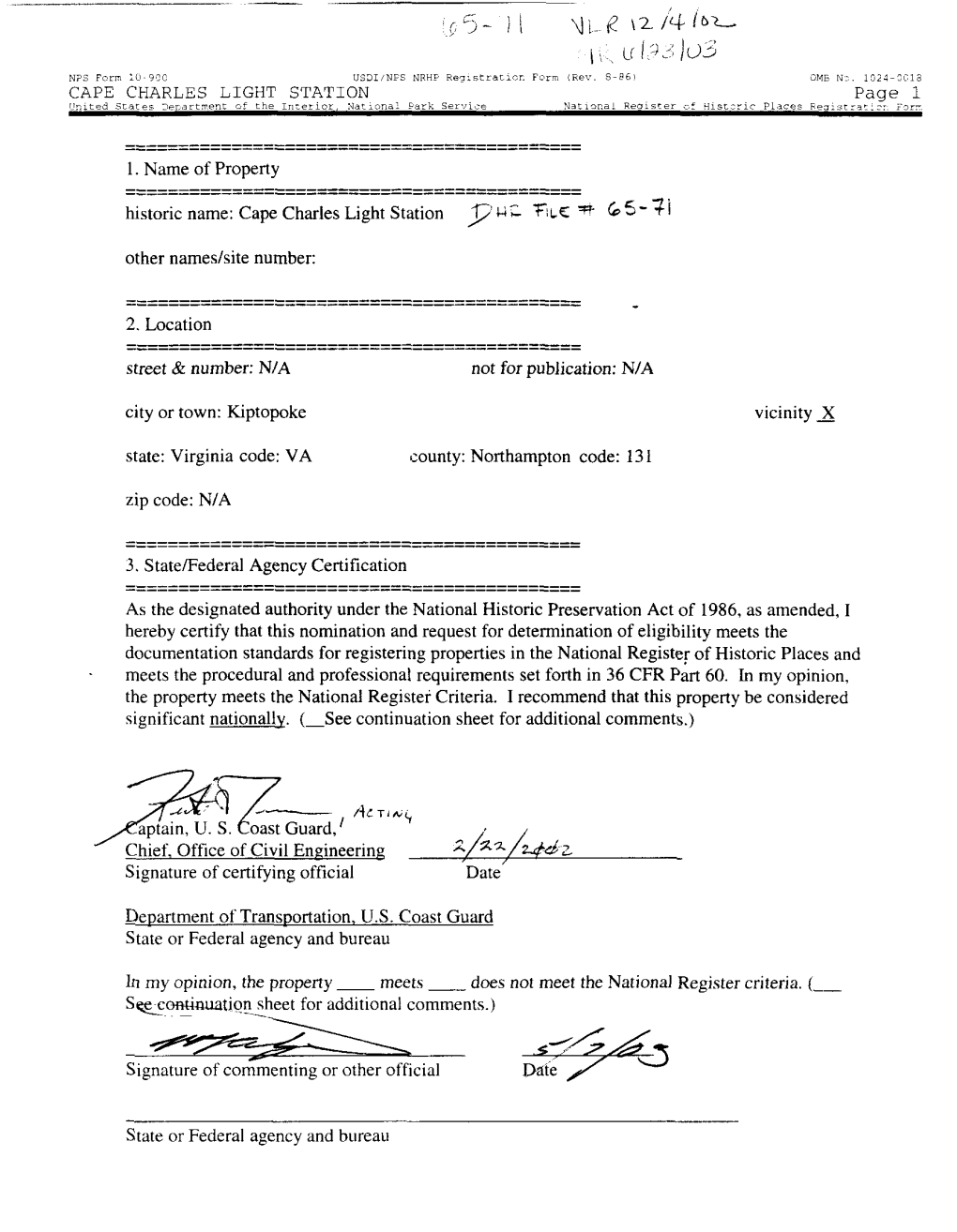 Nomination Form" (June 13, 1973); Rokrt De Gast, the Lighthouses of the Chesapeake (Johns Hopkins University Press, 1993), P