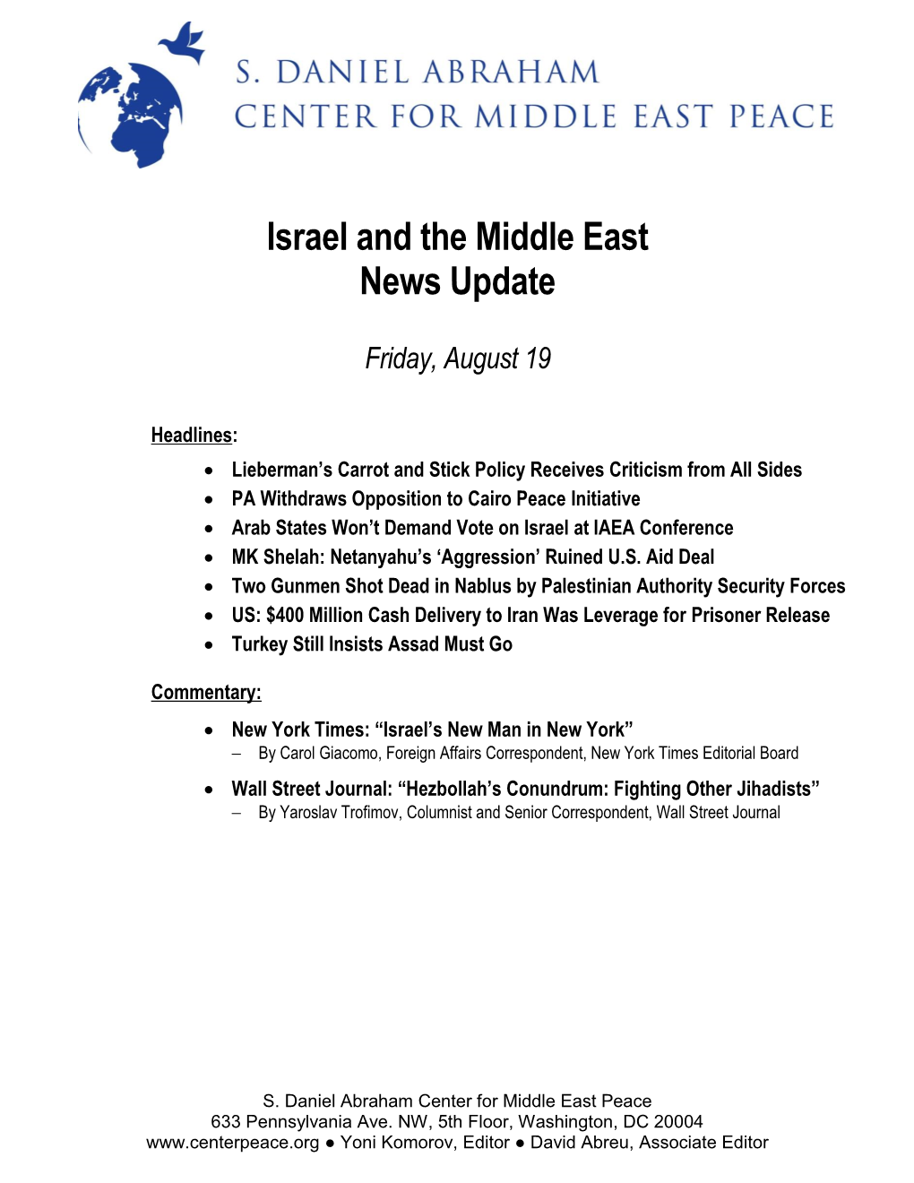 Israel Update