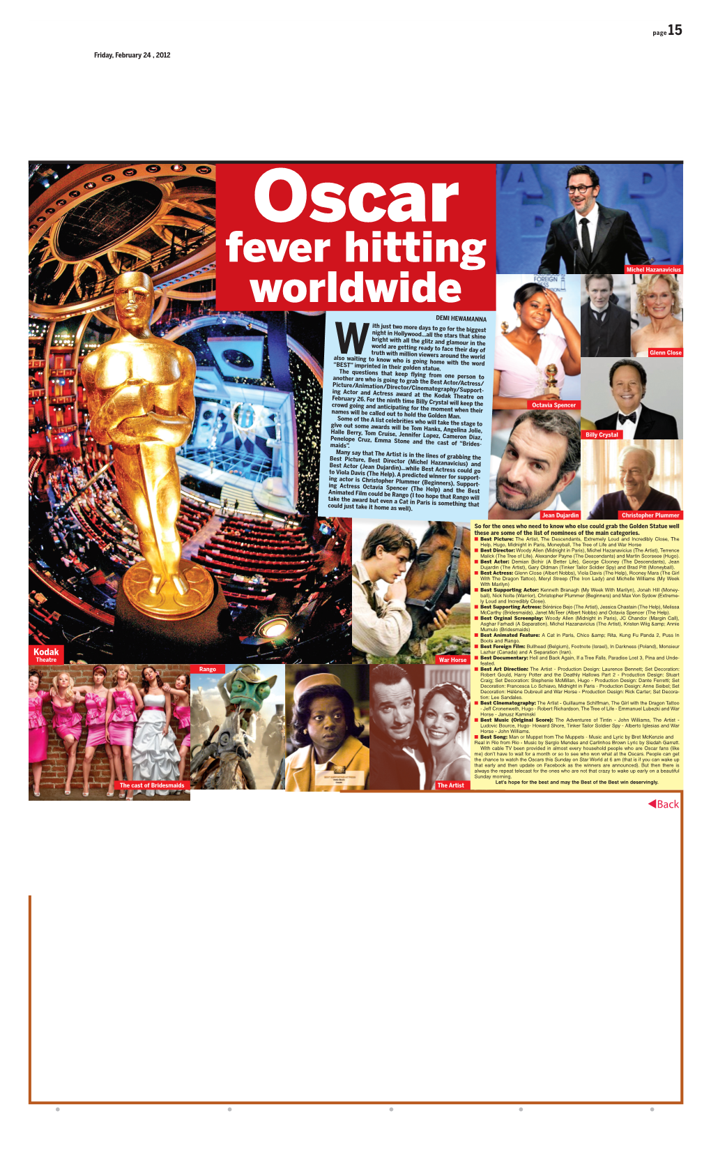 Oscar Fever Hitting Worldwide