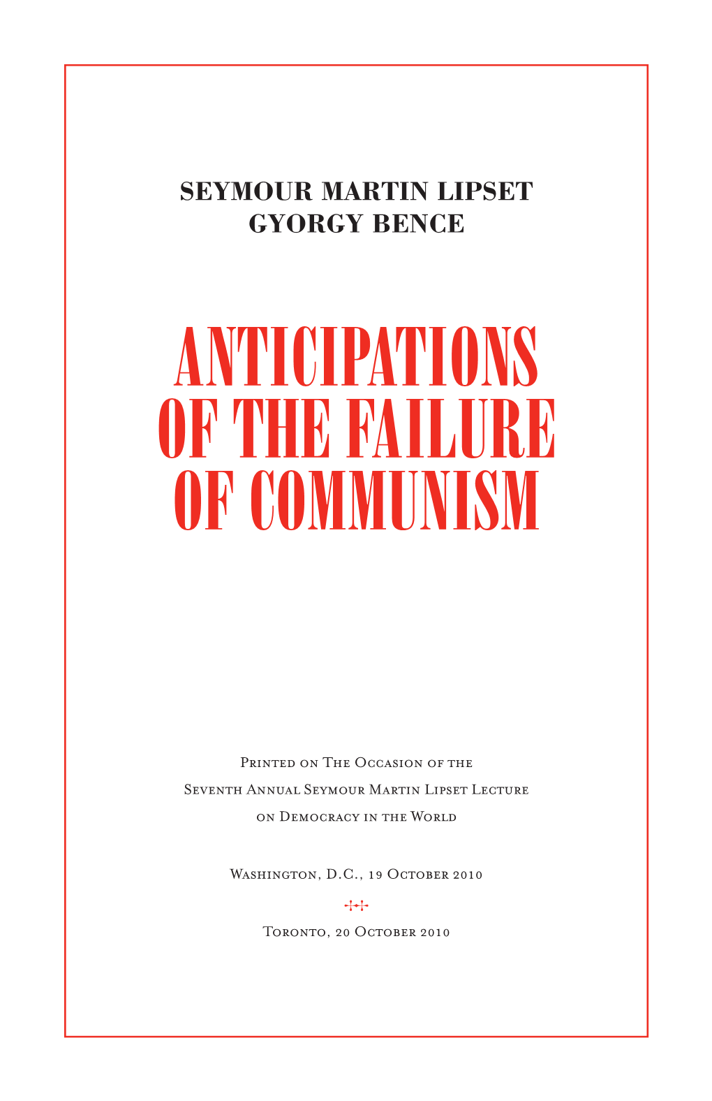 Anticipations of the Failure of Communism