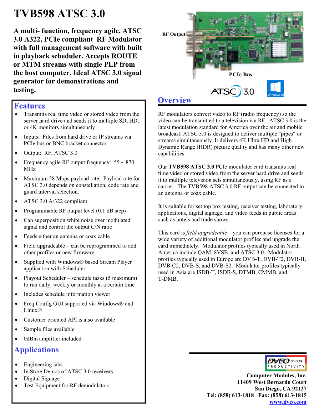 TVB598 ATSC 3.0 Transport Stream Modulator