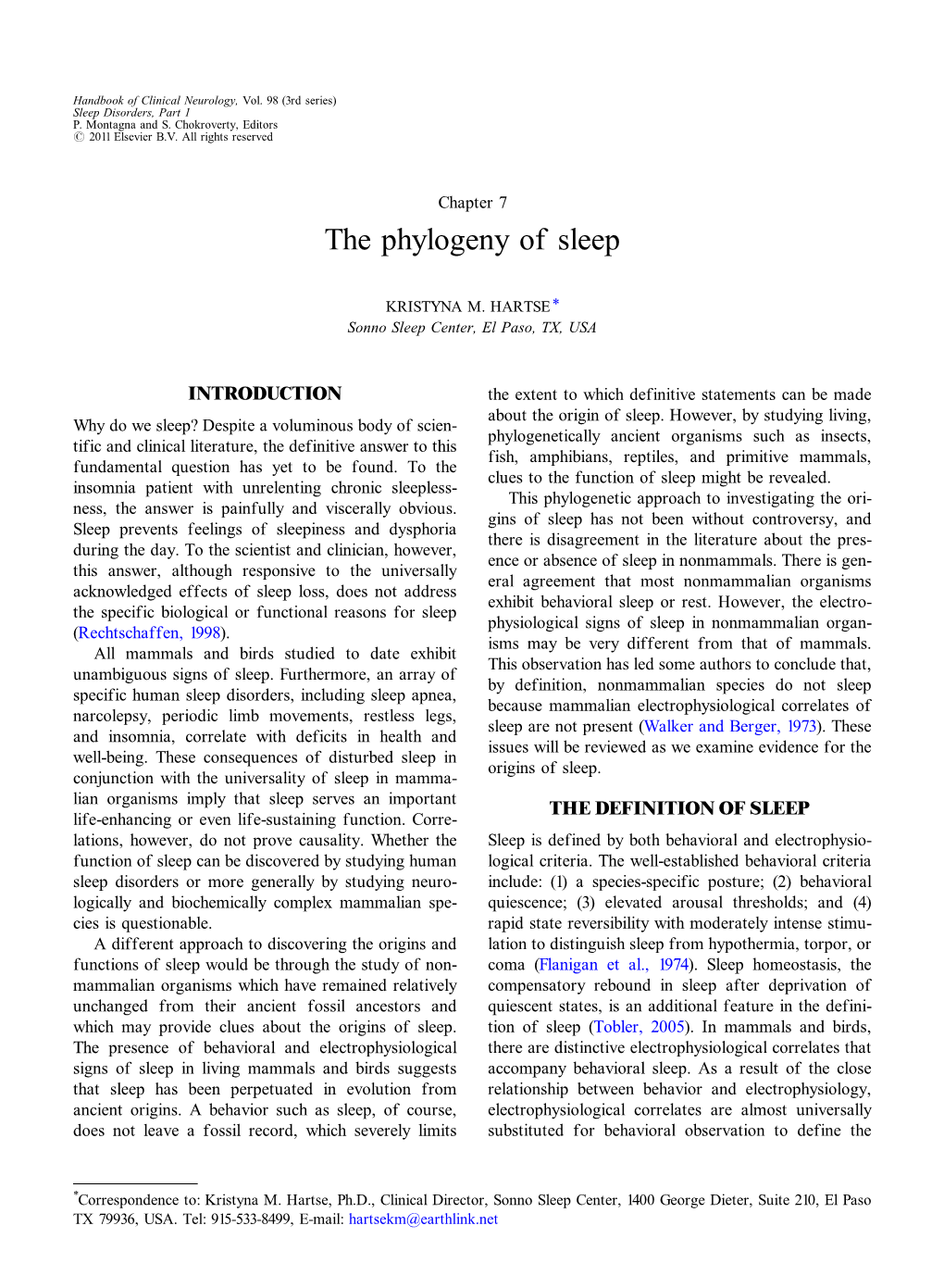 Chapter 7 the Phylogeny of Sleep