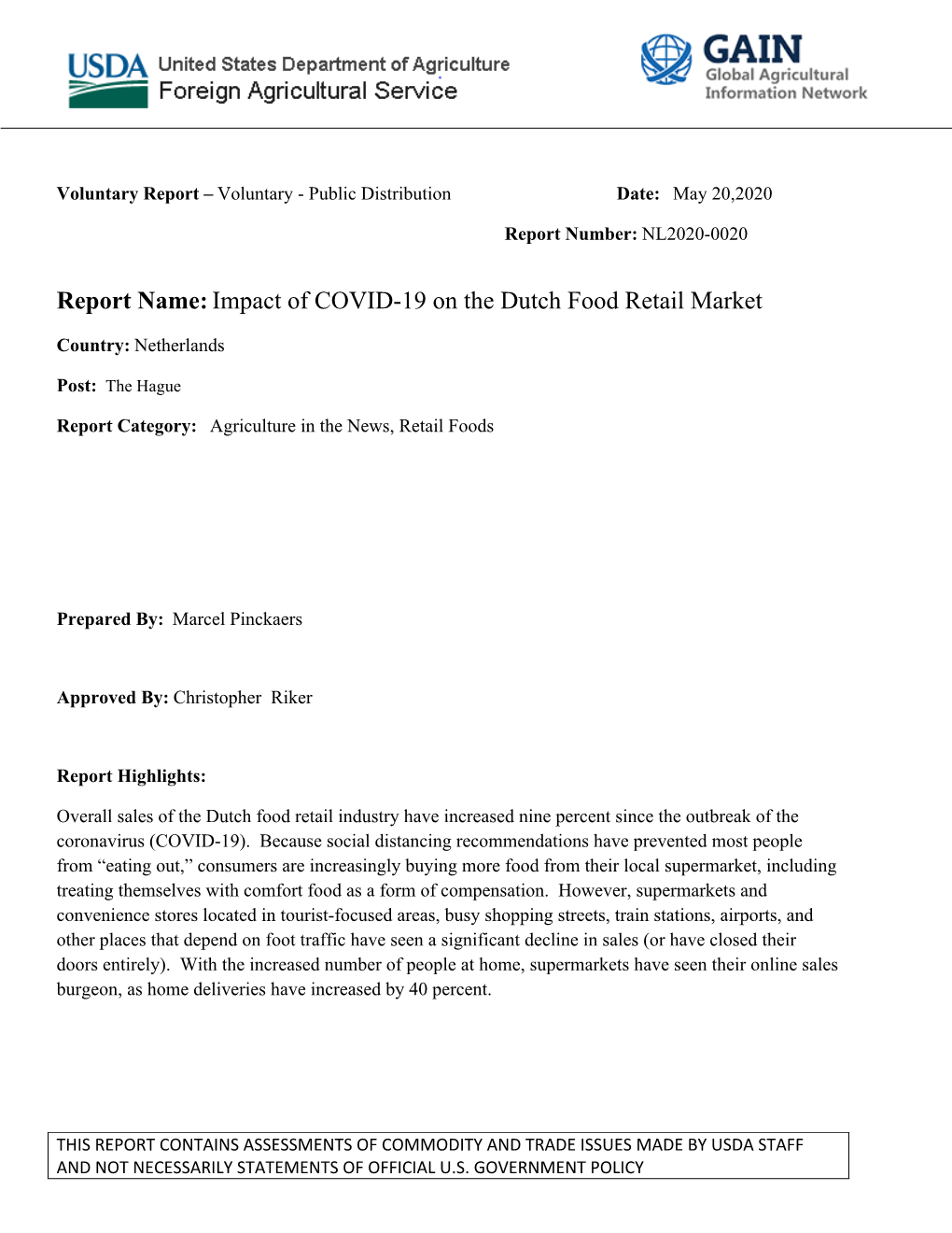 Impact of COVID-19 on the Dutch Food Retail Market