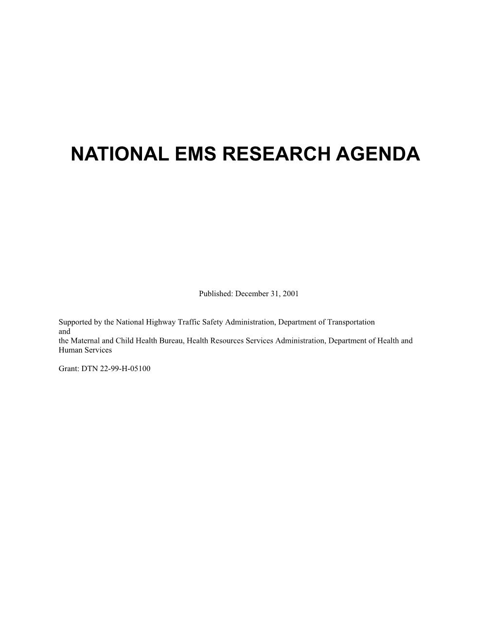 National Ems Research Agenda