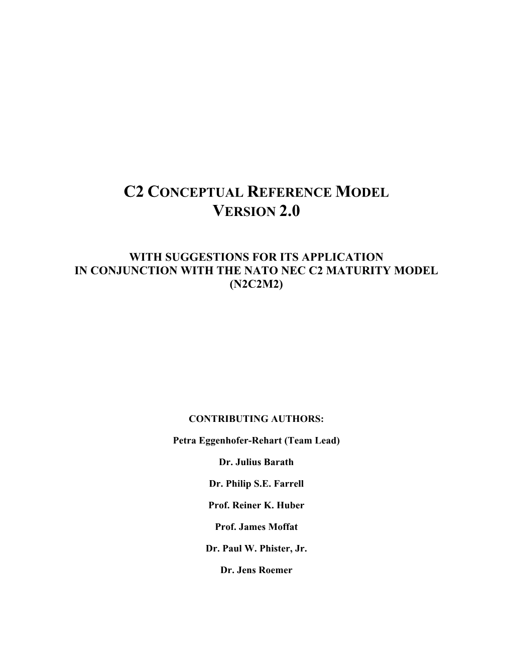 C2 Conceptual Reference Model Version 2.0