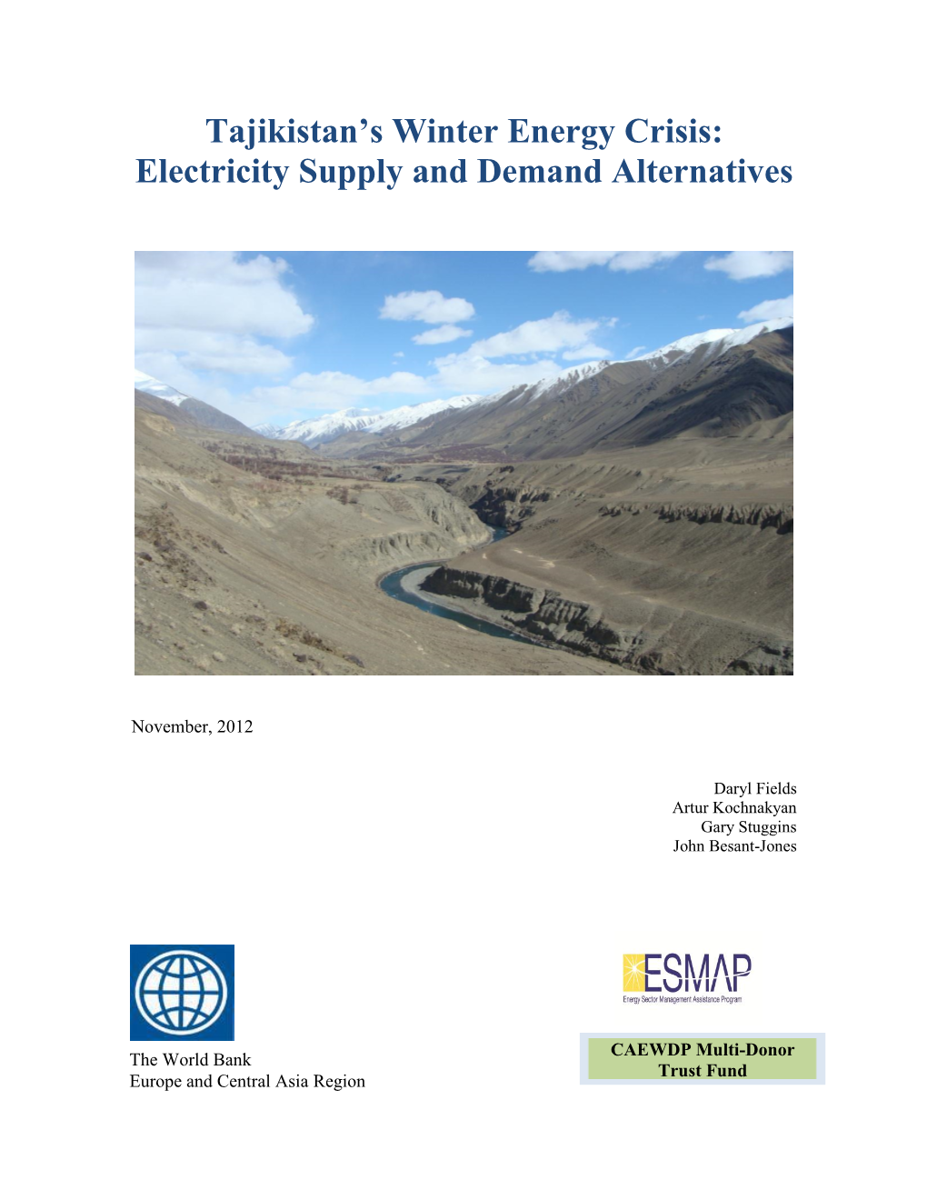 Power Supply Alternatives Study for Tajikistan