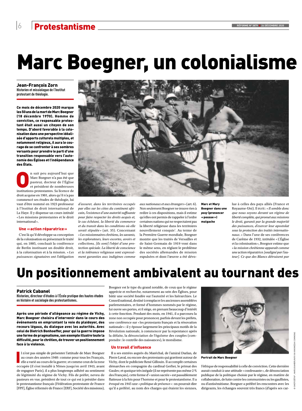 Marc Boegner, Un Colonialisme Contrarié