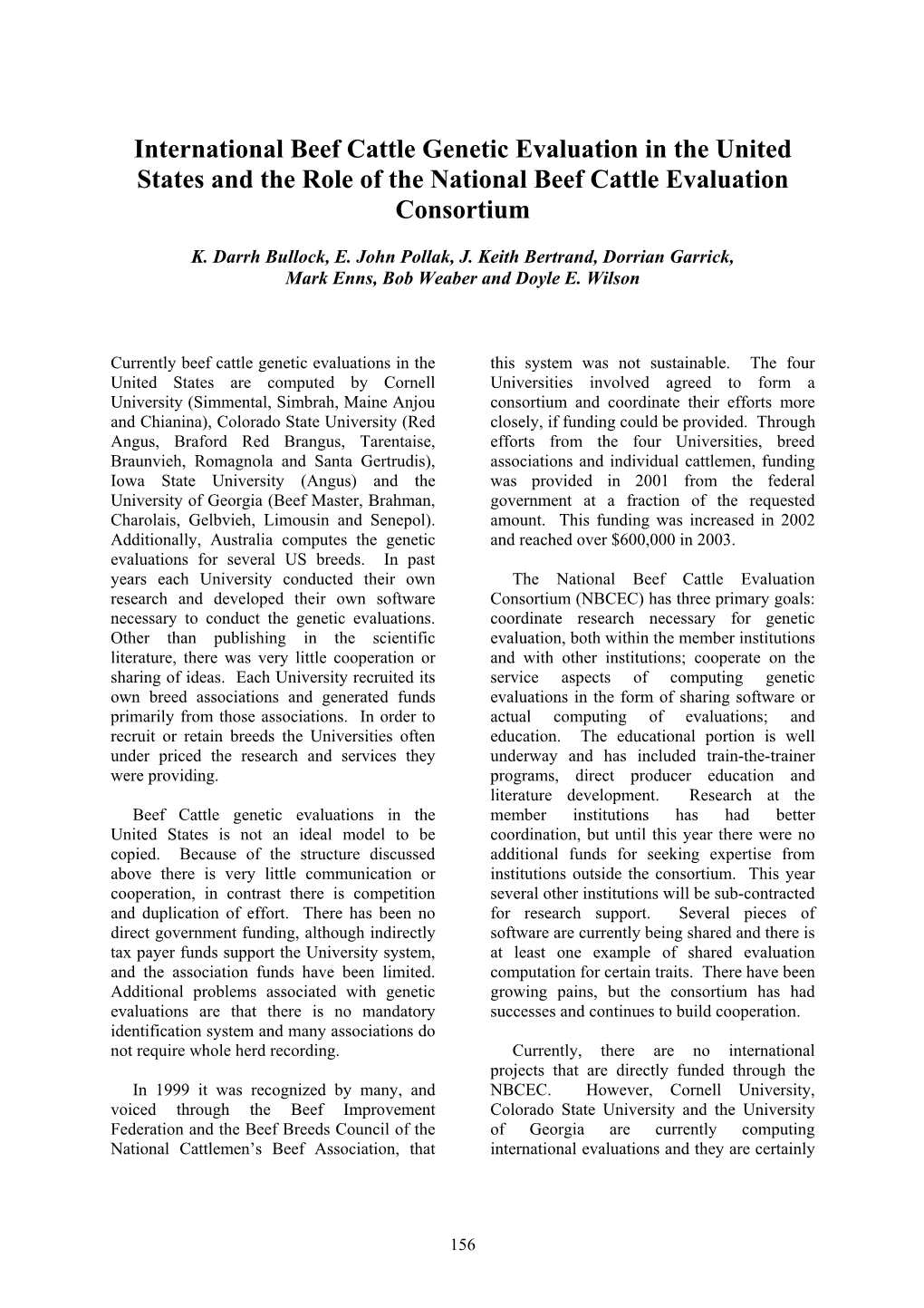 International Beef Cattle Genetic Evaluation in the United States and the Role of the National Beef Cattle Evaluation Consortium