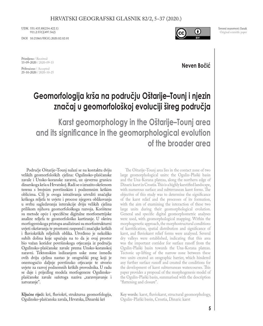 Geomorfologija Krša Na Području Oštarije–Tounj I Njezin Značaj U