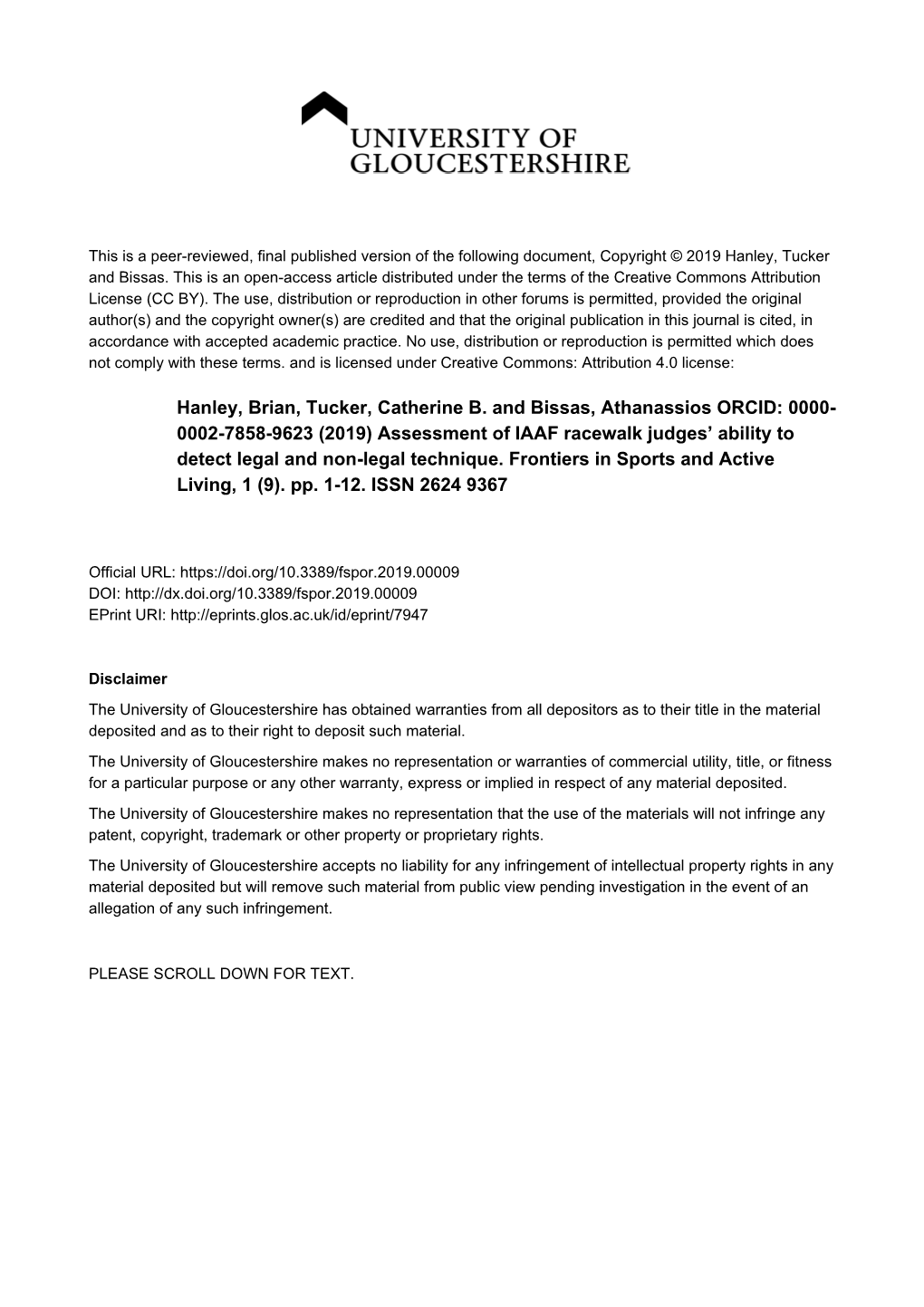 Assessment of IAAF Racewalk Judges' Ability to Detect Legal and Non