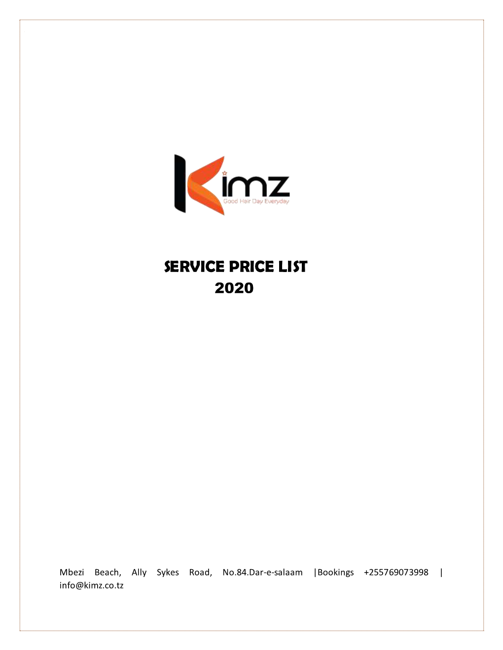 Service Price List 2020