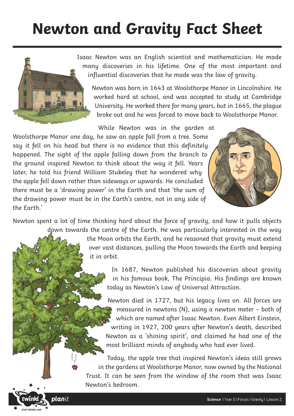 Newton and Gravity Fact Sheet