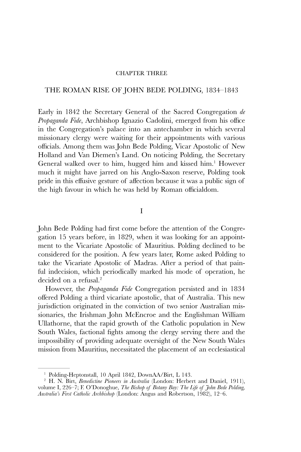 THE ROMAN RISE of JOHN BEDE POLDING, 1834–1843 Early In