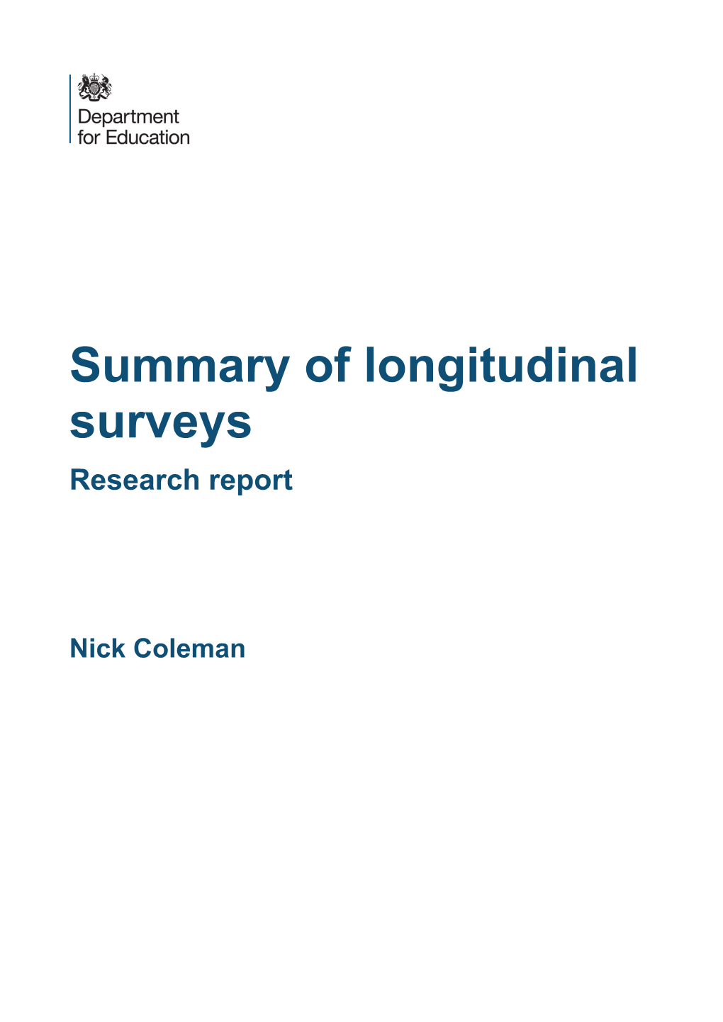 Summary of Longitudinal Surveys Research Report
