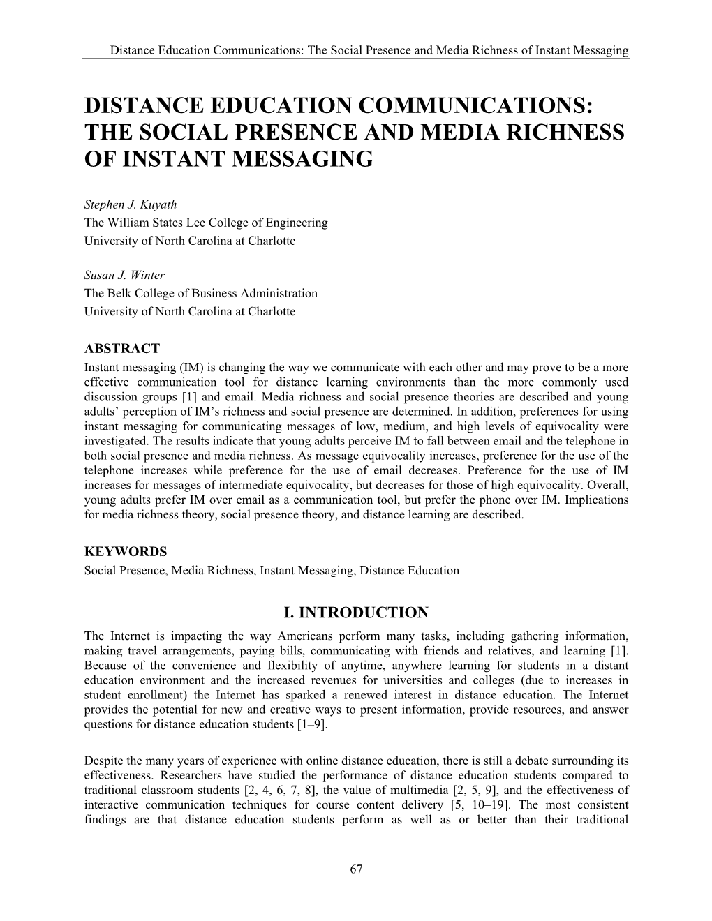 The Social Presence and Media Richness of Instant Messaging