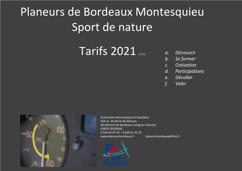 Planeurs De Bordeaux Montesquieu Sport De Nature Tarifs 2021 V1.12