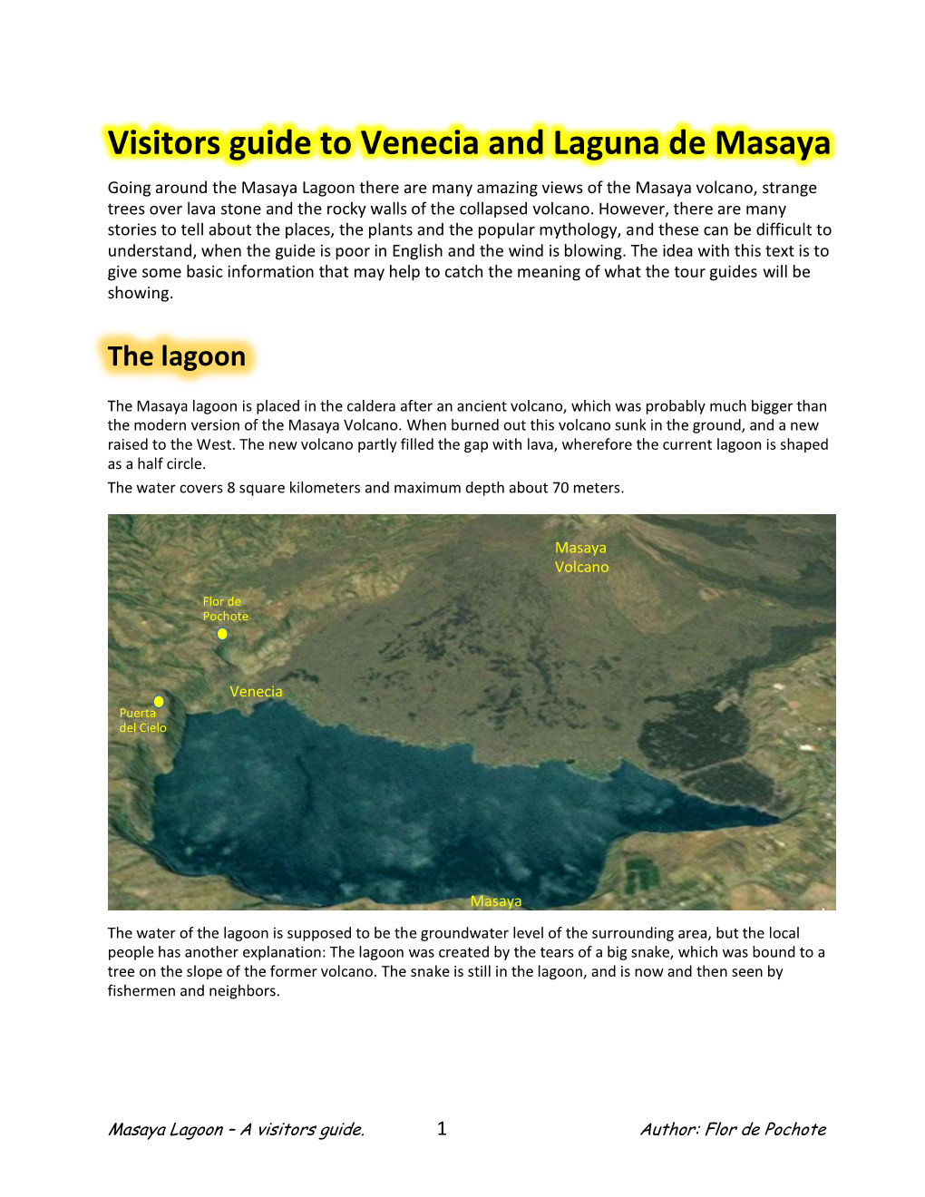 Visitors Guide to Venecia and Laguna De Masaya