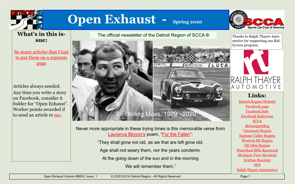 Open Exhaust - Spring 2020