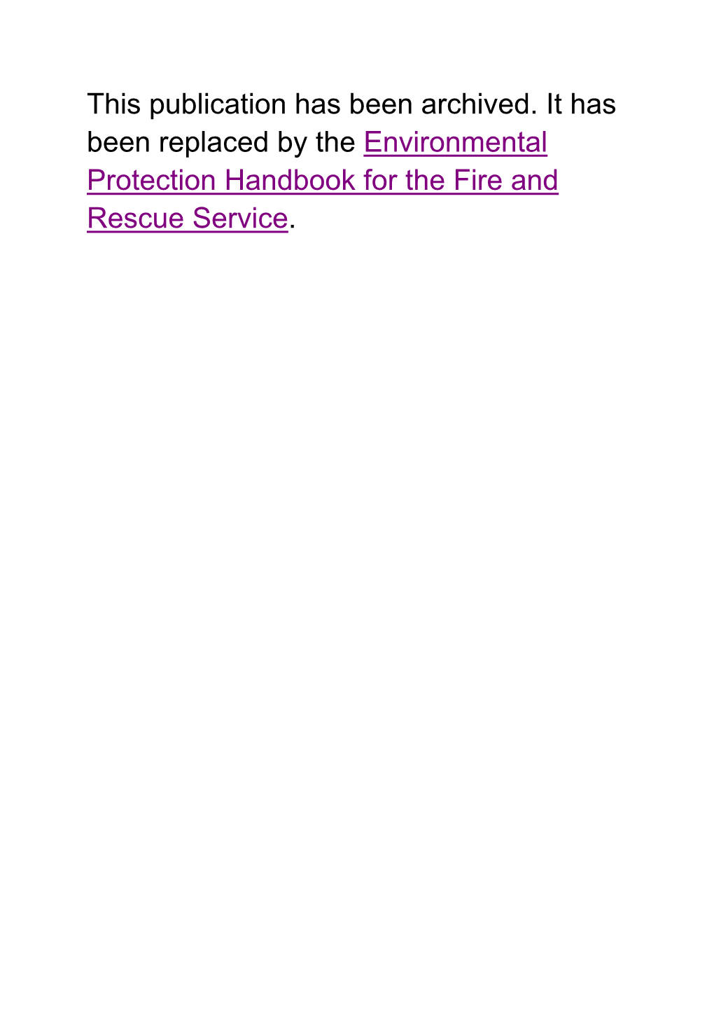 Environmental Protection Handbook for the Fire and Rescue Service