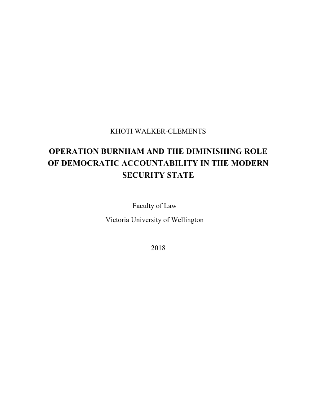 Operation Burnham and the Diminishing Role of Democratic Accountability in the Modern Security State