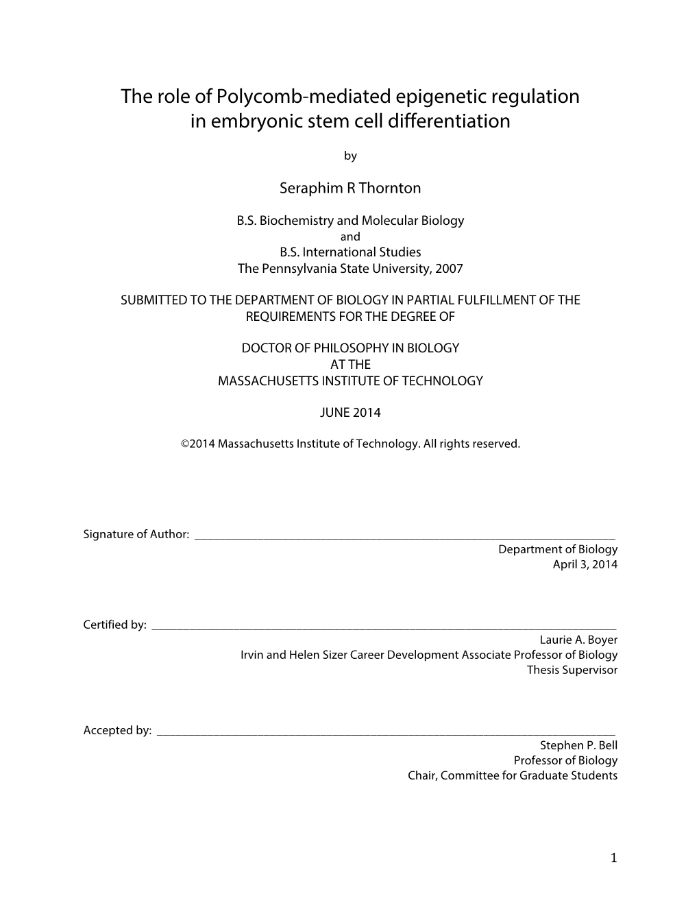 The Role of Polycomb-Mediated Epigenetic Regulation in Embryonic Stem Cell Differentiation