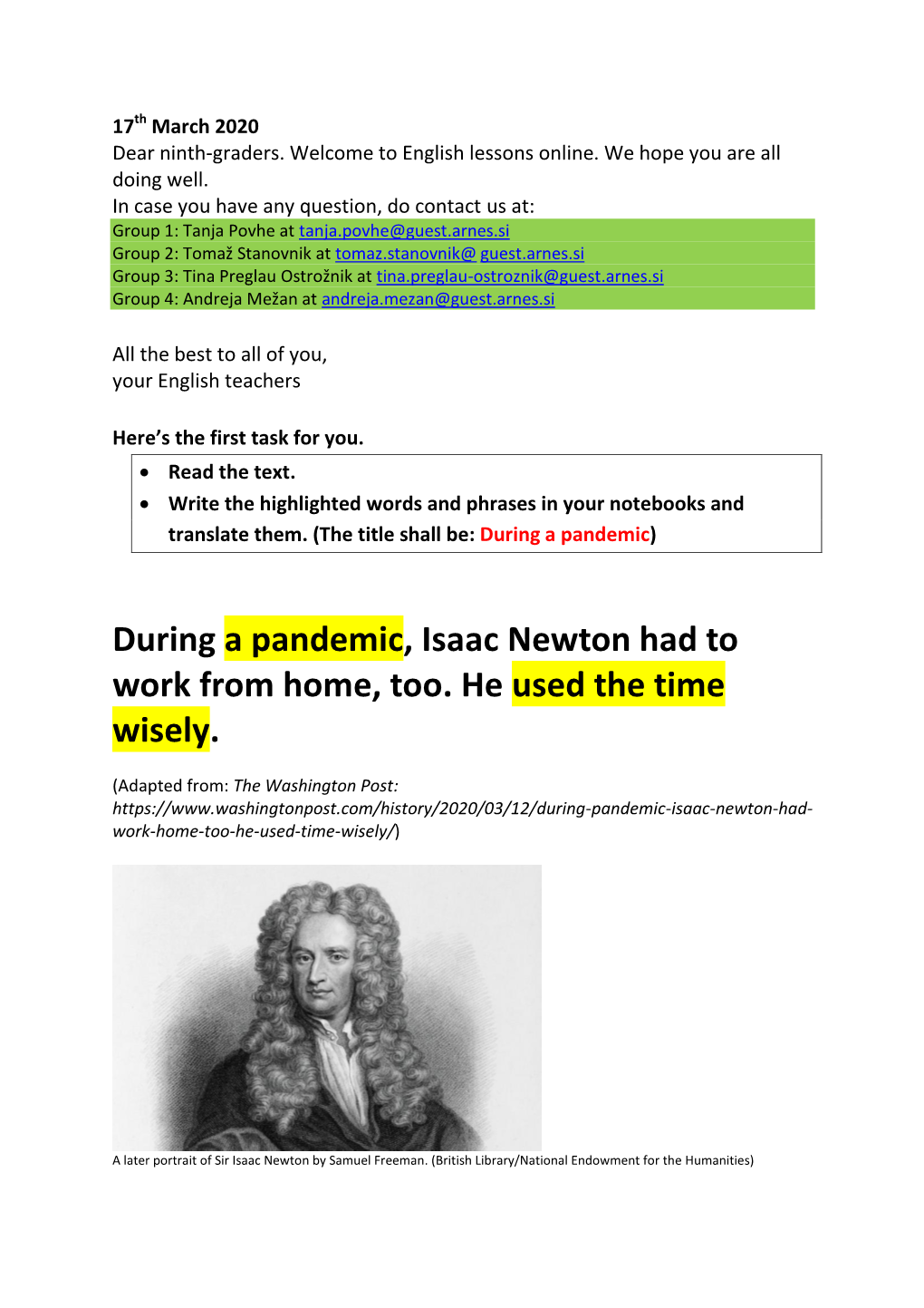 During a Pandemic, Isaac Newton Had to Work from Home, Too. He Used the Time Wisely