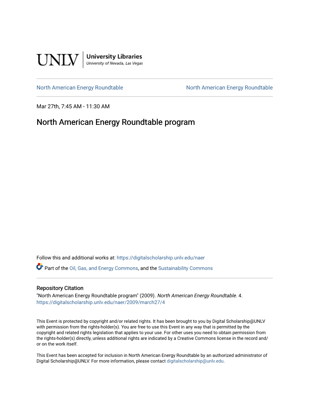 North American Energy Roundtable Program