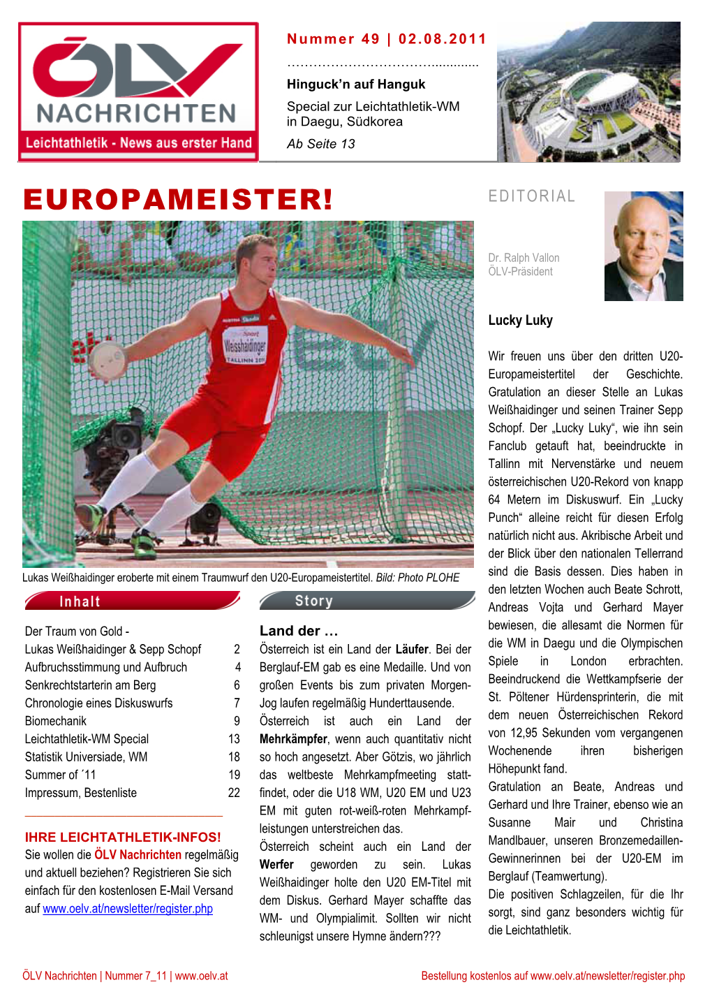 Europameister! Editorial